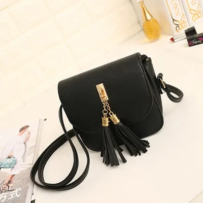 Designer Women Leather Handbags Black Shoulder Bags Ladies Cross Body Bags Mini Ladies Shopping Bag Tassel Bolsa