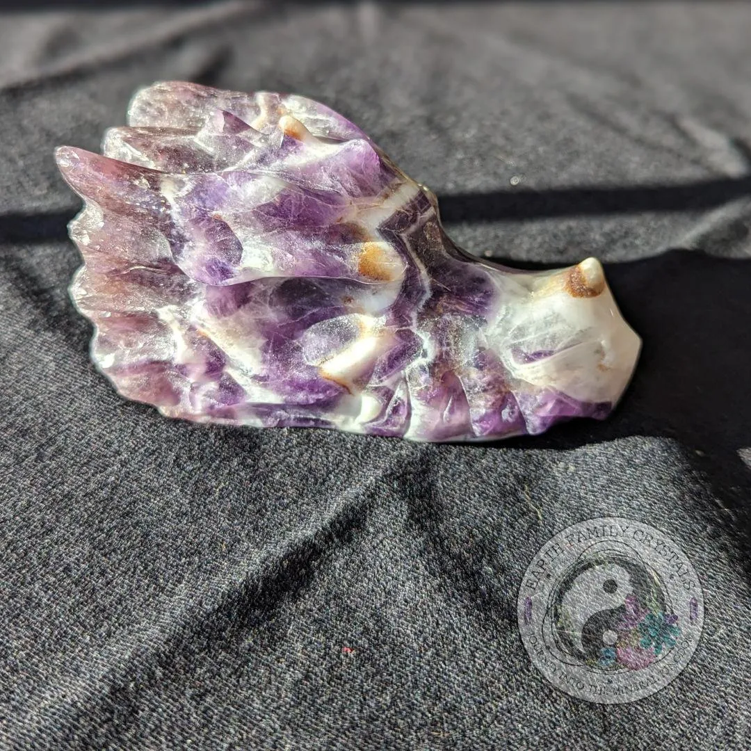 Dream Amethyst Dragon Head Carving ~ Chevron Amethyst ~ Dreamy Vibes