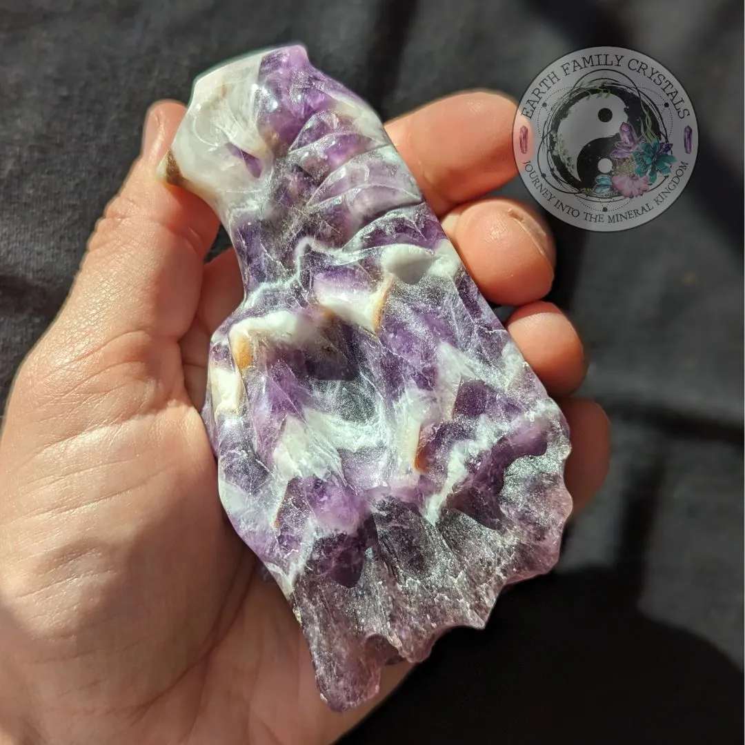 Dream Amethyst Dragon Head Carving ~ Chevron Amethyst ~ Dreamy Vibes