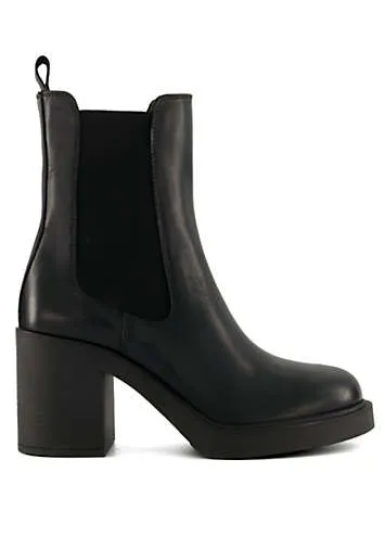 Dune London Pinaz Black Block Heel Boots | Grattan