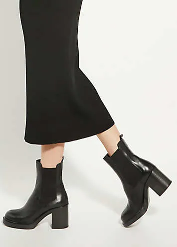 Dune London Pinaz Black Block Heel Boots | Grattan