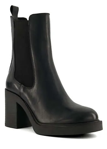 Dune London Pinaz Black Block Heel Boots | Grattan