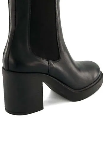 Dune London Pinaz Black Block Heel Boots | Grattan