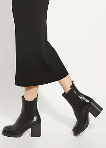 Dune London Pinaz Black Block Heel Boots | Kaleidoscope