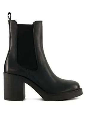 Dune London Pinaz Black Block Heel Boots | Kaleidoscope