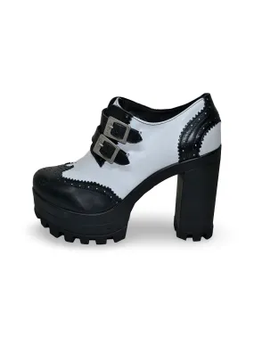 Elegant Ladies Dual-Tone Buckled Leather Booties