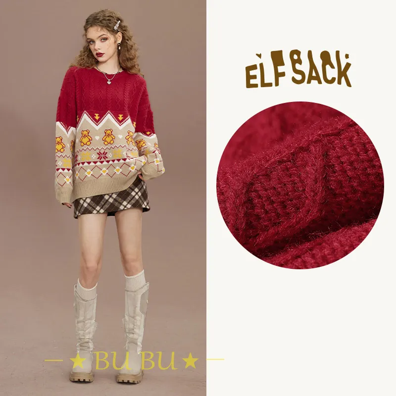 ELF SACK  |Crew Neck Casual Style Unisex Blended Fabrics Long Sleeves