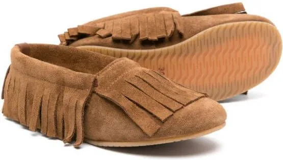 Eli1957 fringe-detailed suede moccasins Brown