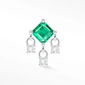 Emerald Flat Back Earring 14k White