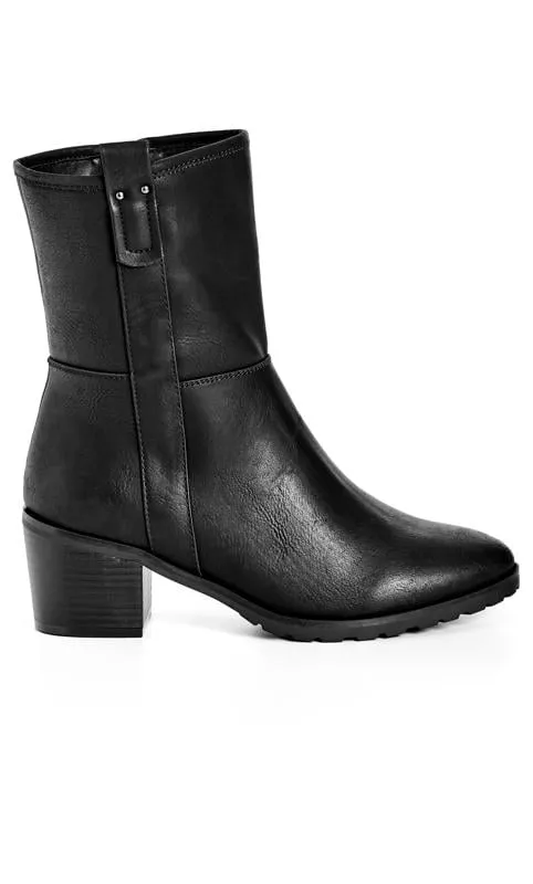 Evans Black WIDE FIT Block Heel Boots