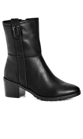 Evans Black WIDE FIT Block Heel Boots