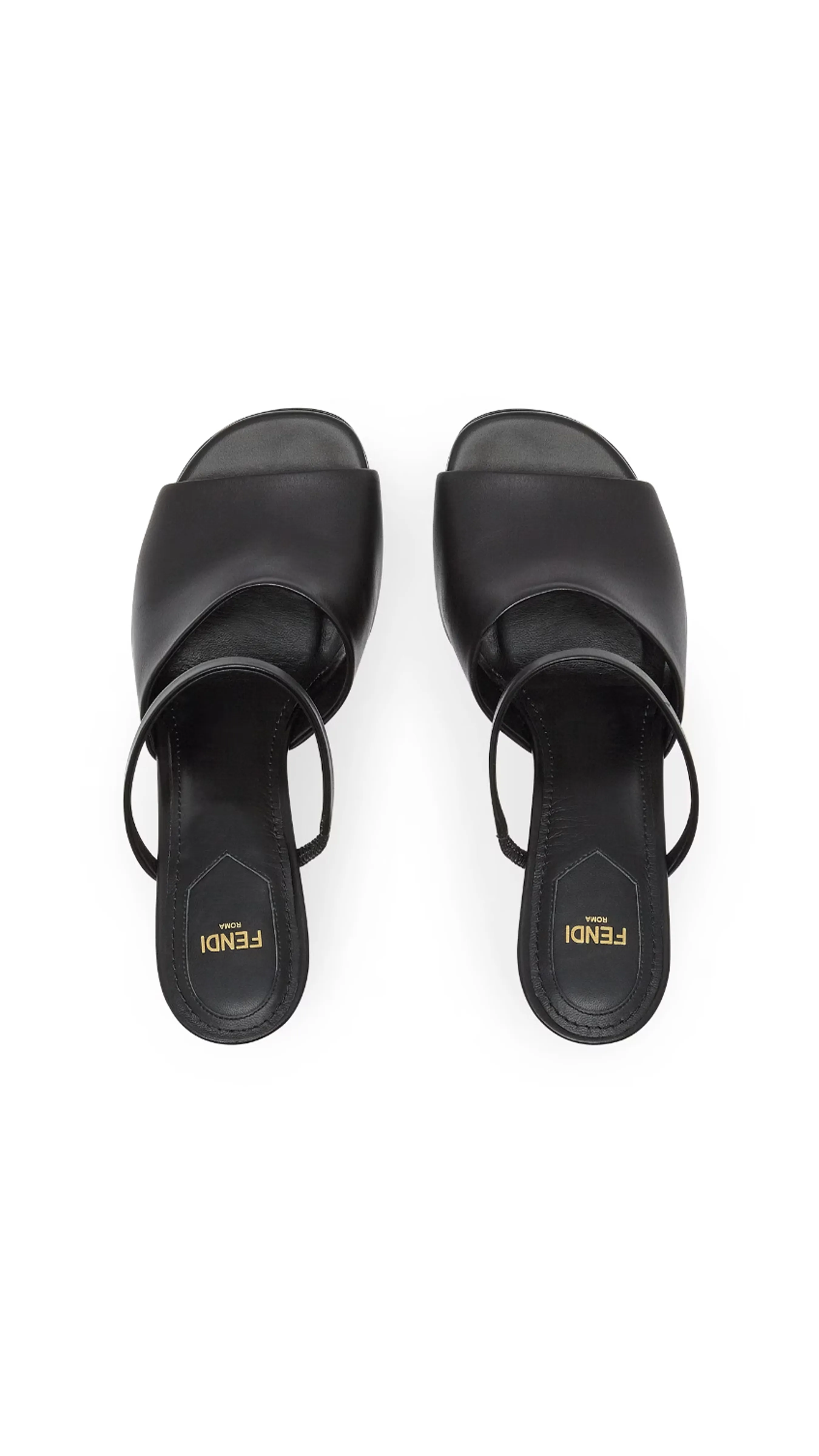 Fendi First Leather Heeled Sandals - Black