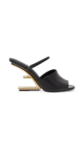 Fendi First Leather Heeled Sandals - Black