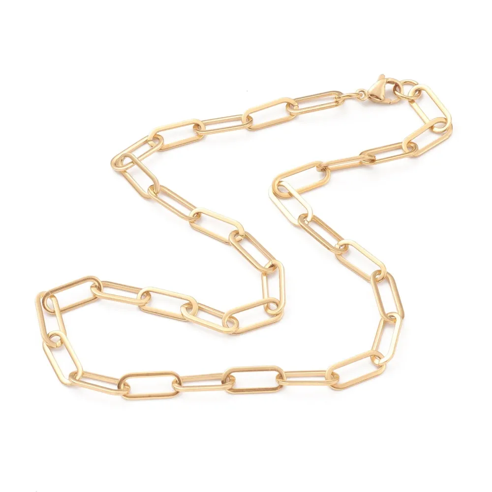 Flat Paperclip Chain - Plated Stainless - 17.75