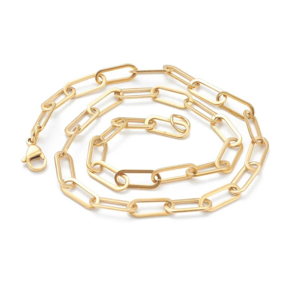 Flat Paperclip Chain - Plated Stainless - 17.75