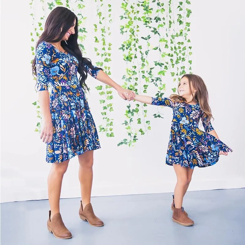 Floral Printed Matching Dress - Priority Shipping