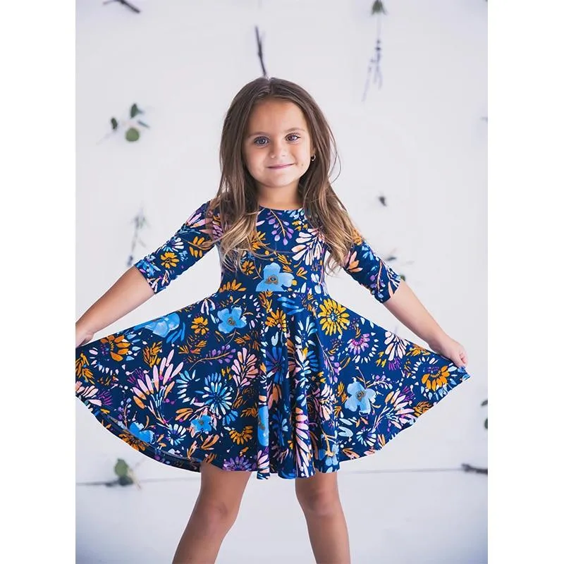 Floral Printed Matching Dress - Priority Shipping