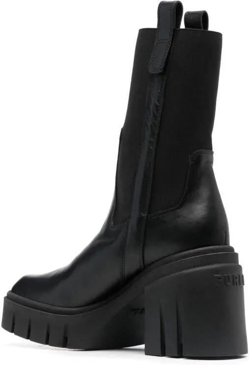 Furla ridged 95mm block-heel boots Black