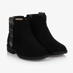 Girls Black Suede Ankle Boots