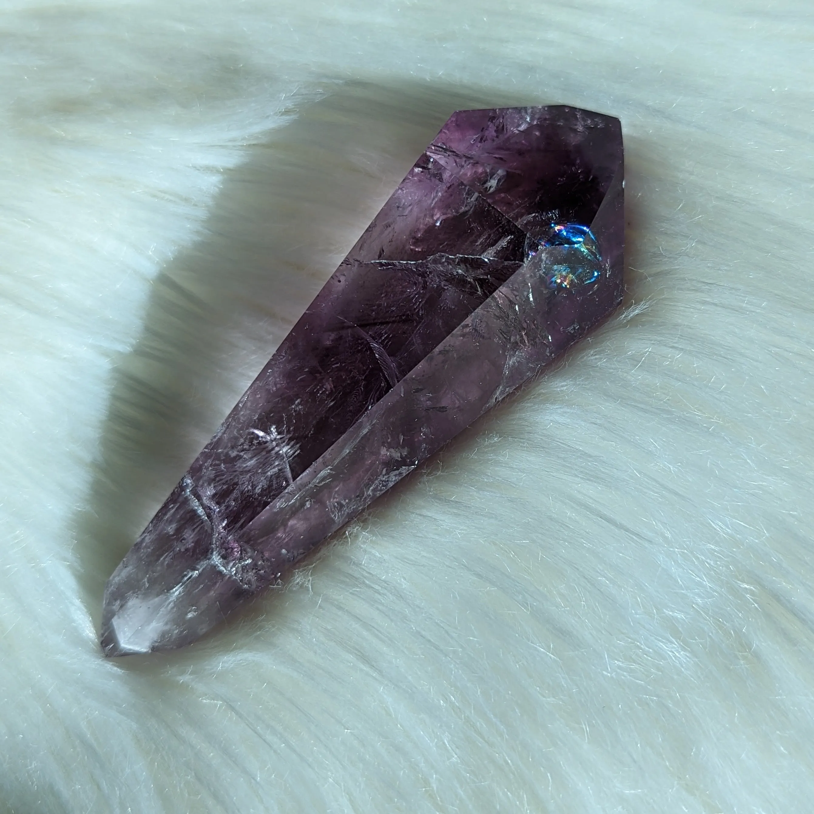 Gorgeous Purple Amethyst Wand Carving With Rainbows From Brazil #2