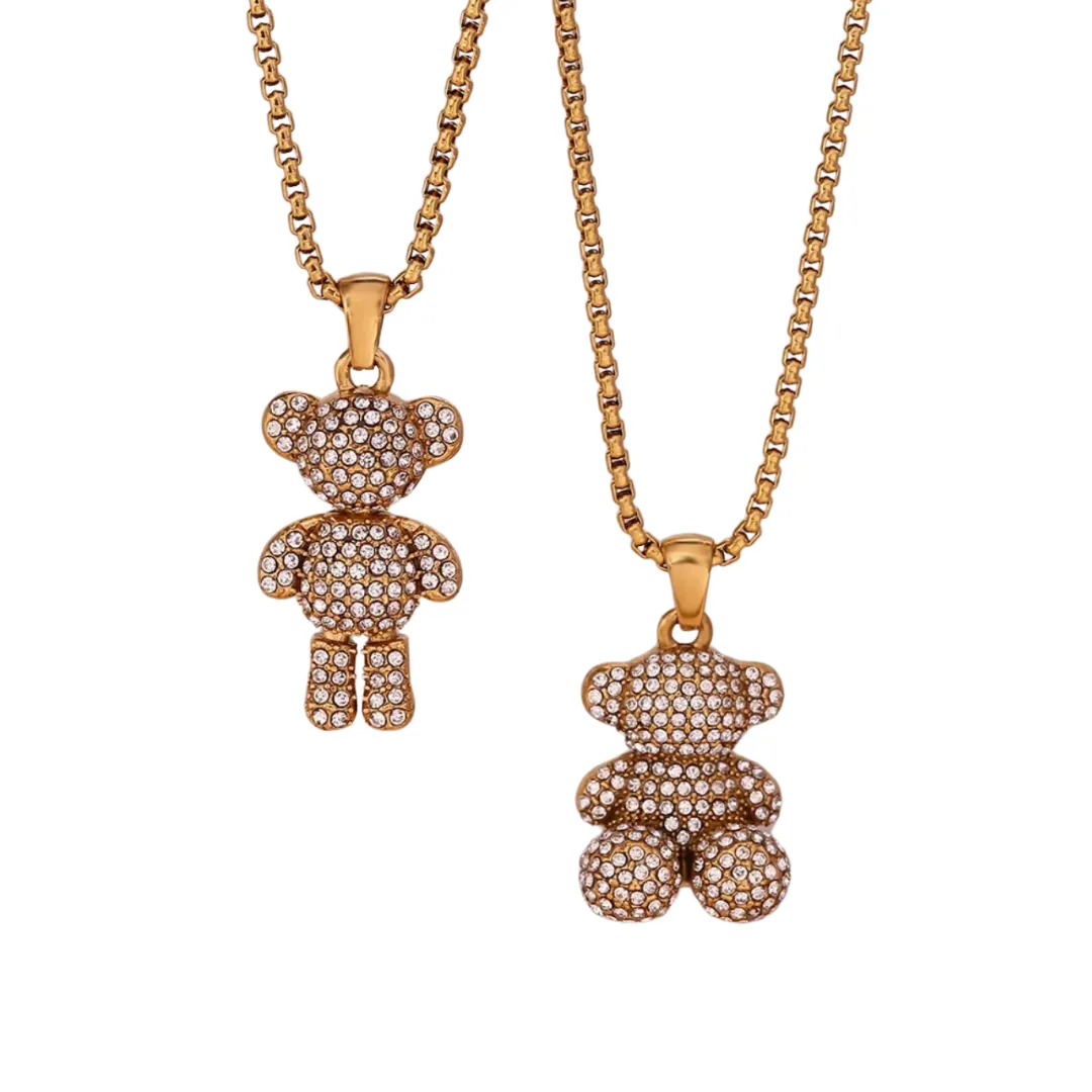 'Gummi' Studded Teddy Bear Pendant Necklace