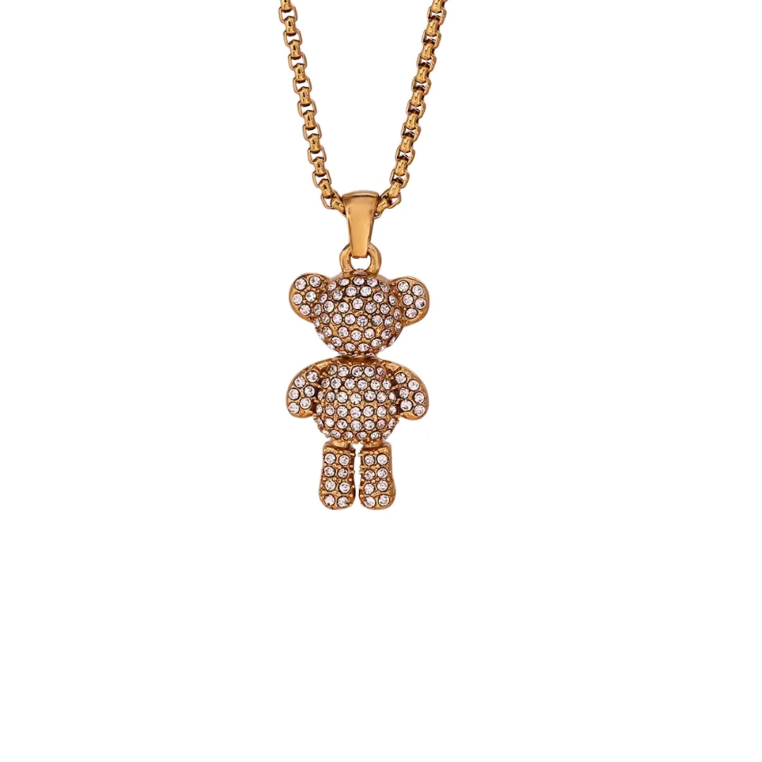 'Gummi' Studded Teddy Bear Pendant Necklace