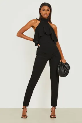 Halter Ruffle Fitted Jumpsuit
