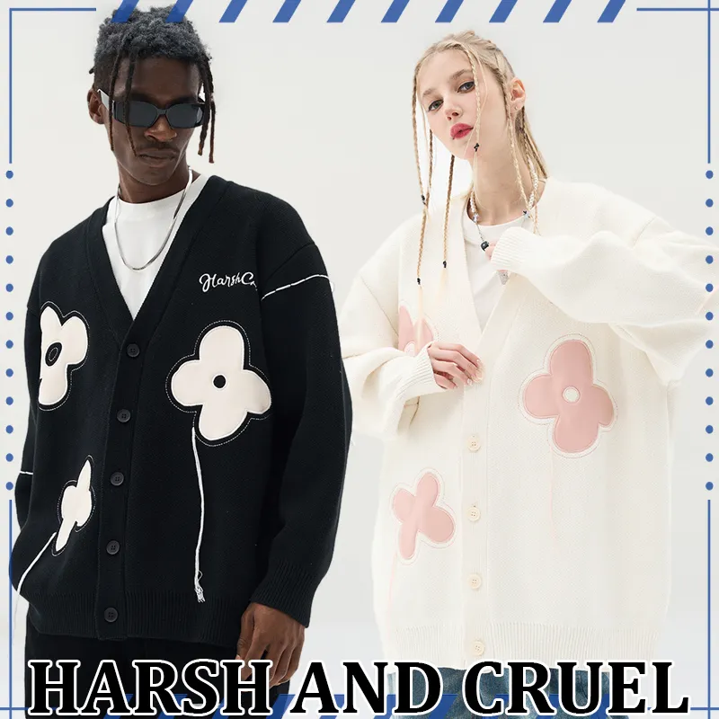 HARSH AND CRUEL  |Unisex Street Style Oversized Logo Cardigans