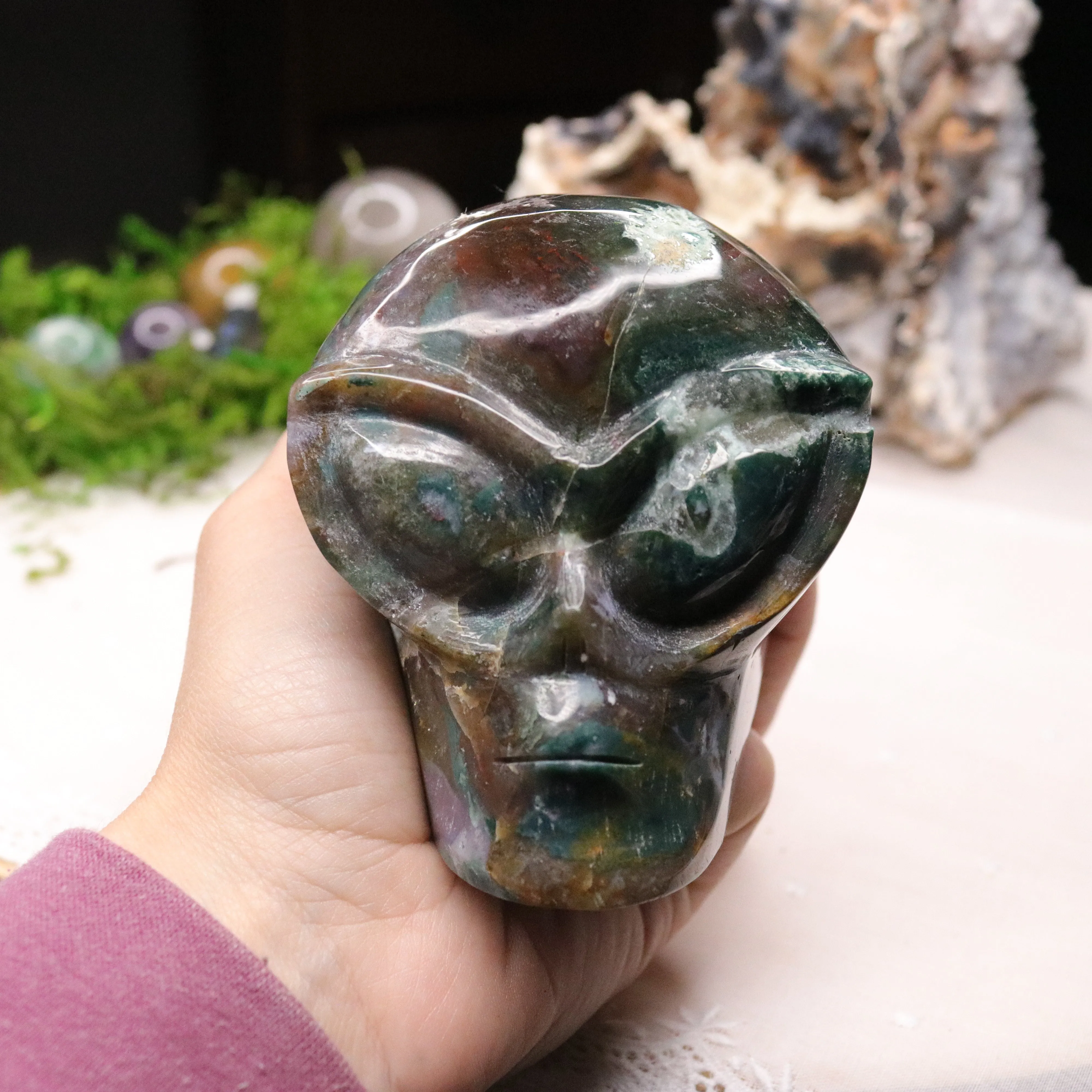 High Vibin' Ocean Jasper ~ Joyful Extraterrestrial ~ Alien Head from Madagascar