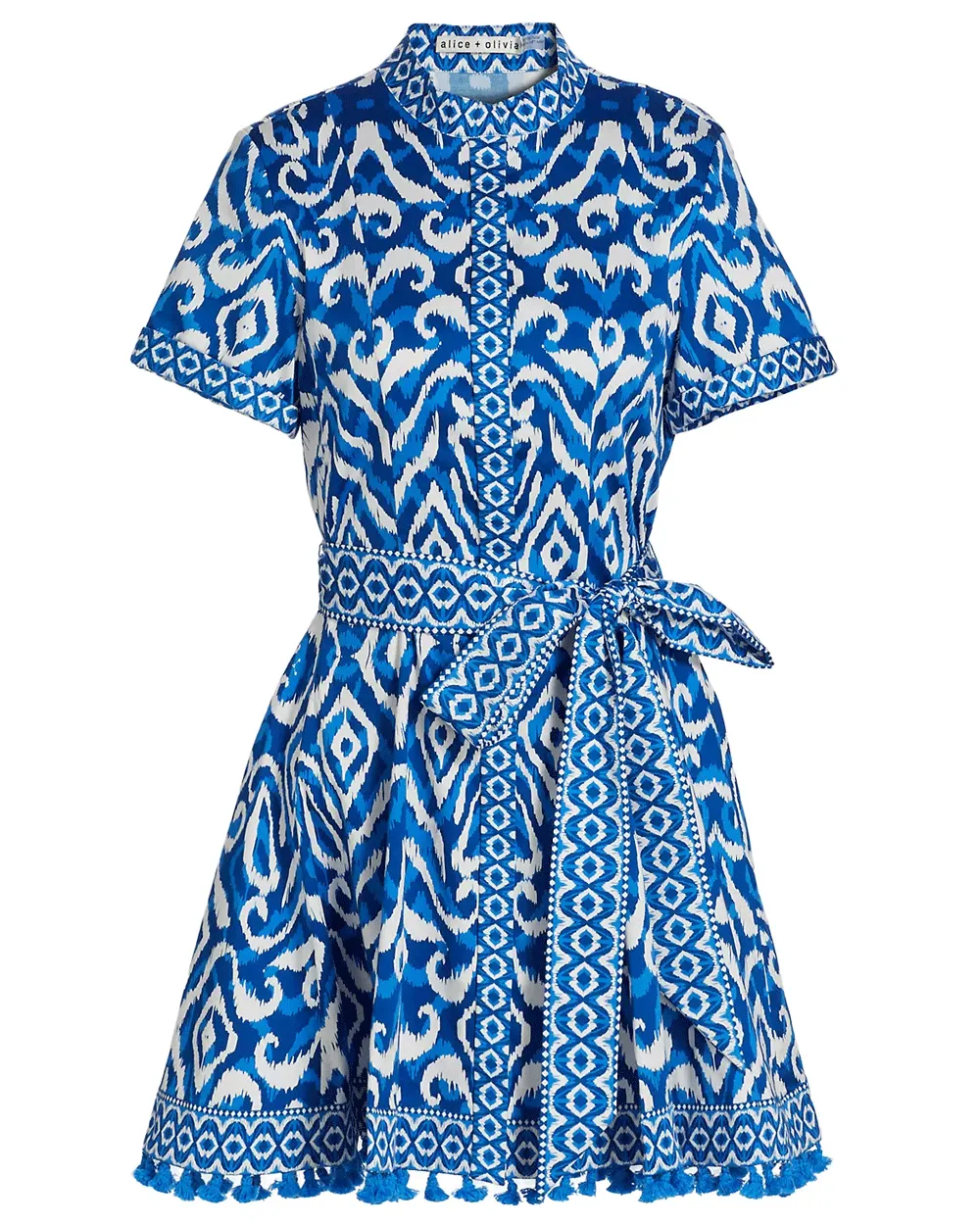 Ikat Blue Lucy Roll Mini Shirtdress