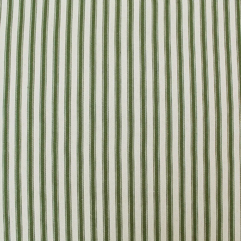 Indian Cotton Ticking Stripe Fabric - Green