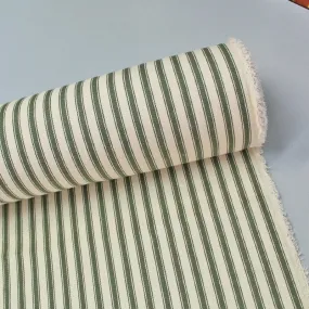 Indian Cotton Ticking Stripe Fabric - Green