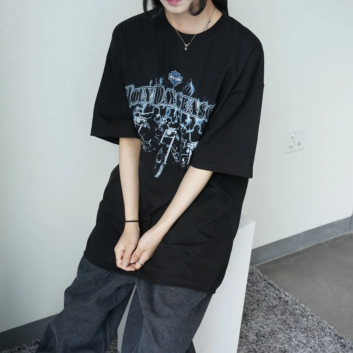 IONSEOUL  |Crew Neck Unisex Street Style Cotton Short Sleeves Oversized