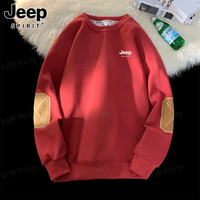 JEEP SPIRIT  |Unisex Street Style Oversized Logo Sweatshirts