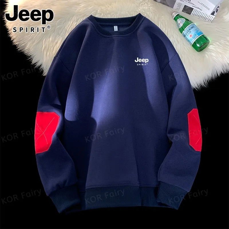 JEEP SPIRIT  |Unisex Street Style Oversized Logo Sweatshirts