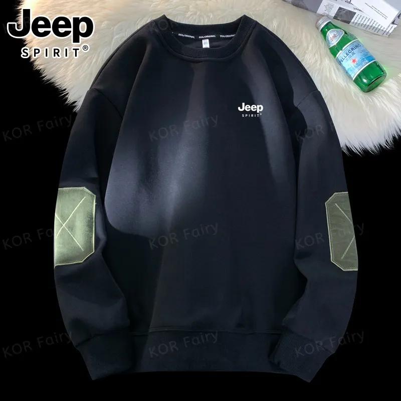 JEEP SPIRIT  |Unisex Street Style Oversized Logo Sweatshirts