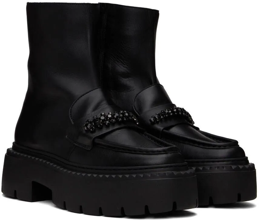 Jimmy Choo Black Bryer Flat Ankle Boots