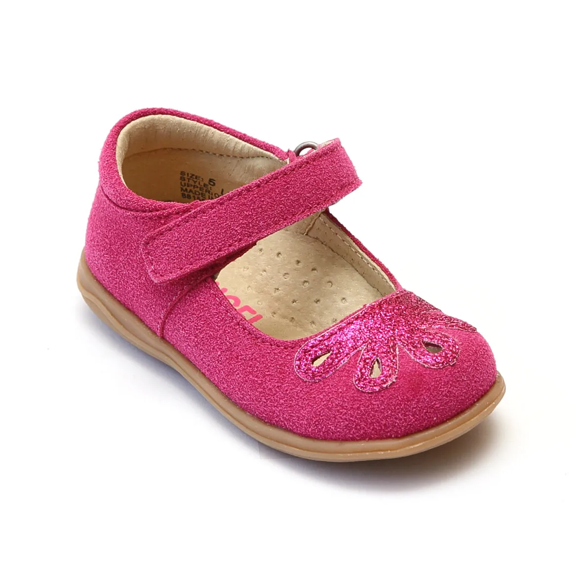 L'Amour Girls Bloom Leather Mary Janes