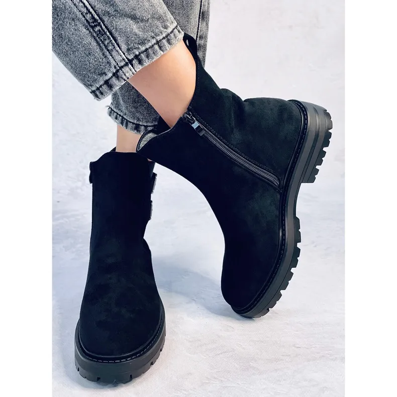 Lanier Black suede ankle boots