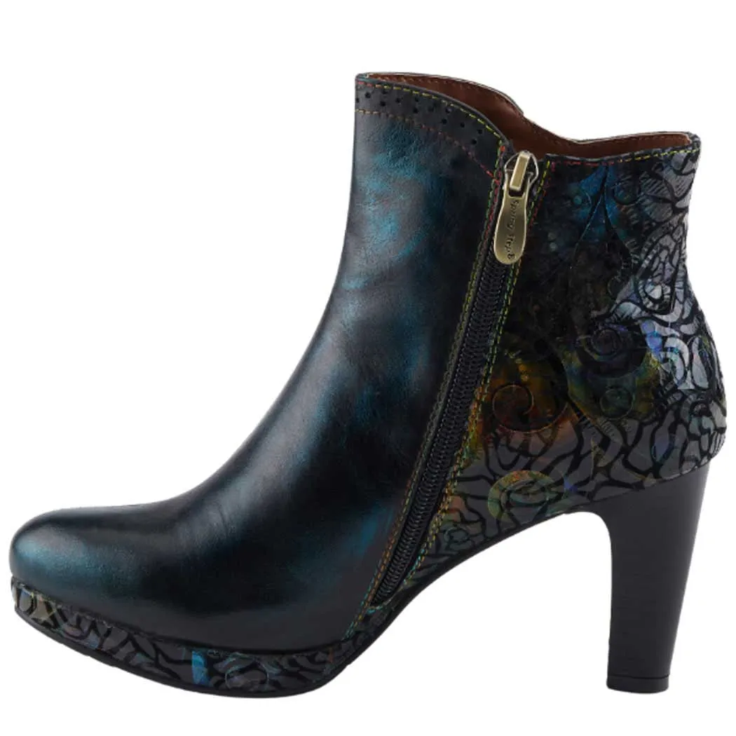 L'Artiste by Spring Step Marleigh Heeled Booties Black Multi (Women's)