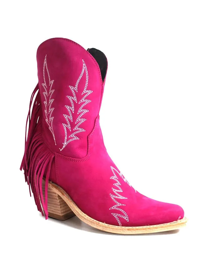 Liberty Black Womens Fringe Benefits Fuchsia Booties