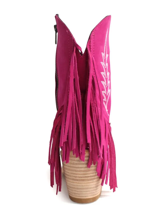 Liberty Black Womens Fringe Benefits Fuchsia Booties