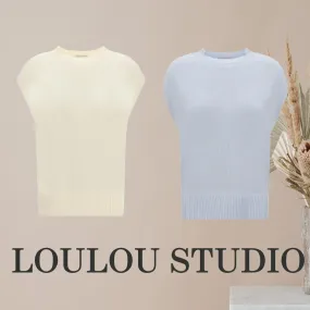 Loulou Studio  |Crew Neck Wool Rib Sleeveless Plain Oversized