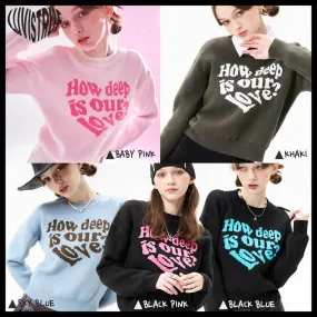 LUV IS TRUE  |Casual Style Street Style Long Sleeves Plain Cotton