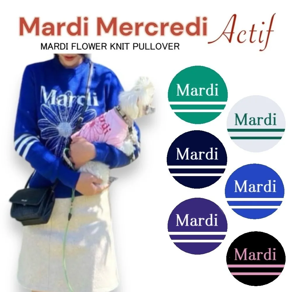 Mardi Mercredi  |Crew Neck Flower Patterns Casual Style Unisex Wool