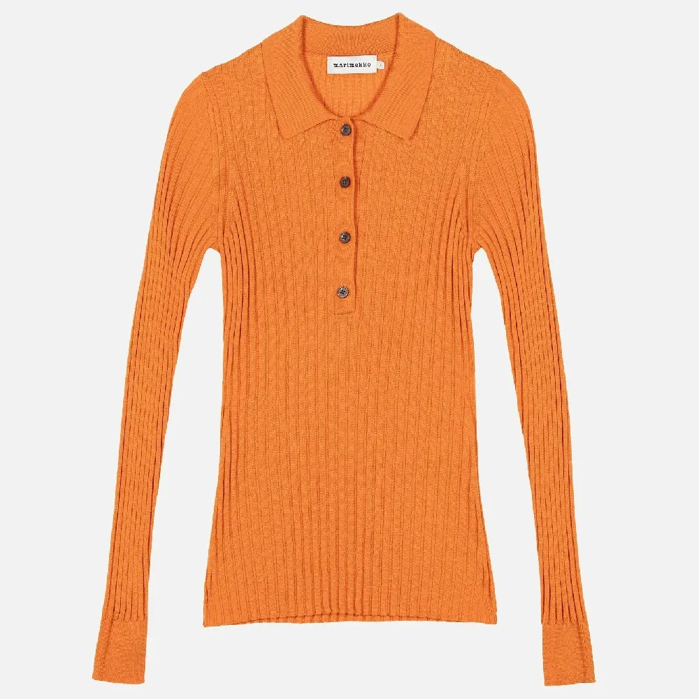 marimekko  |Casual Style Wool Rib Long Sleeves Plain Office Style