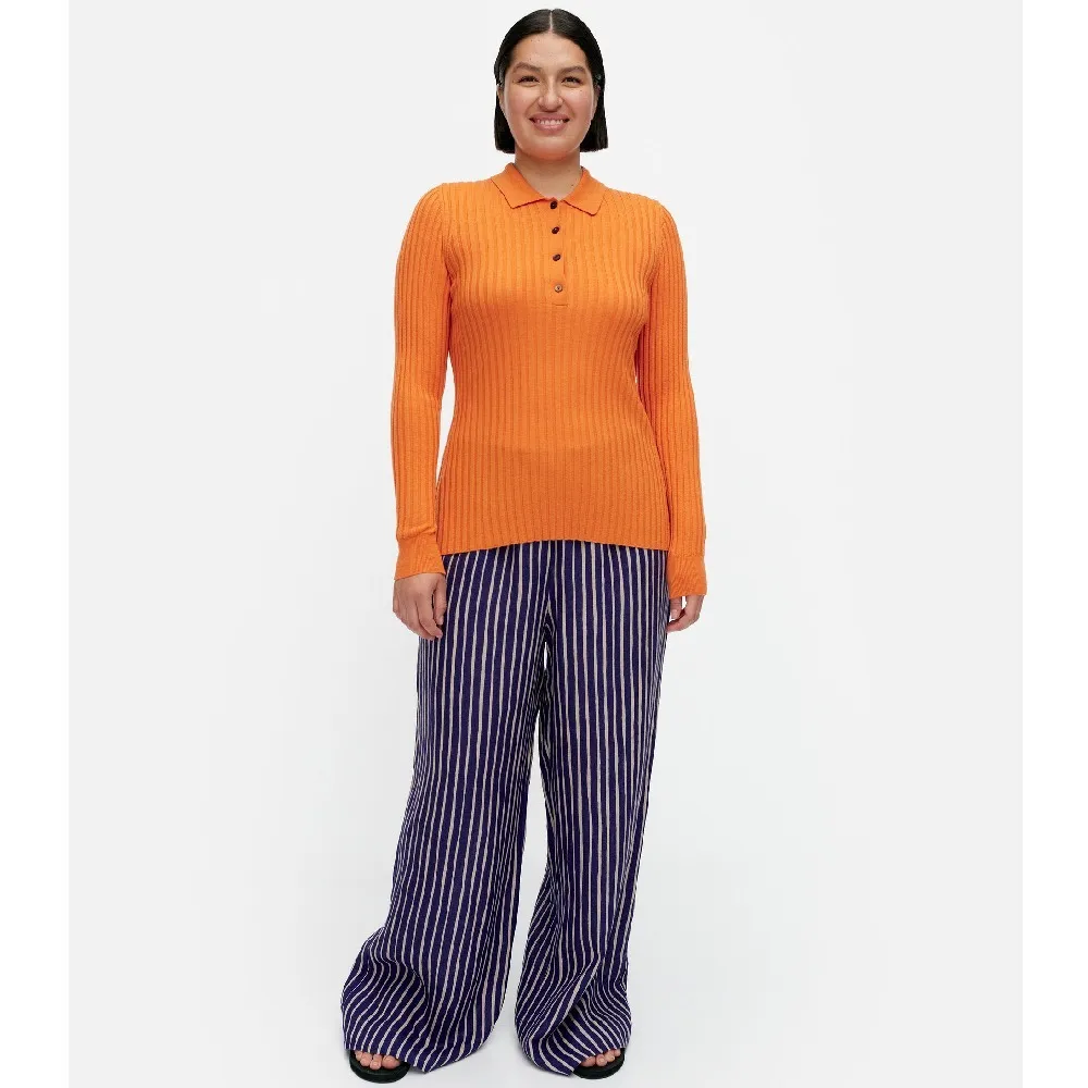 marimekko  |Casual Style Wool Rib Long Sleeves Plain Office Style