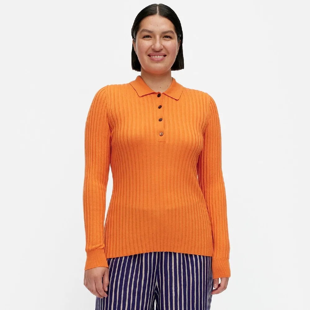 marimekko  |Casual Style Wool Rib Long Sleeves Plain Office Style