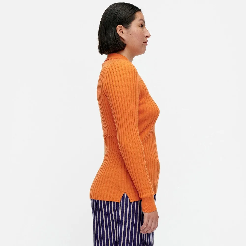 marimekko  |Casual Style Wool Rib Long Sleeves Plain Office Style