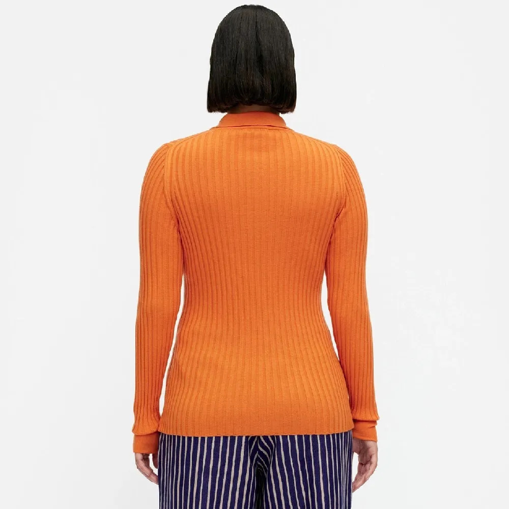 marimekko  |Casual Style Wool Rib Long Sleeves Plain Office Style